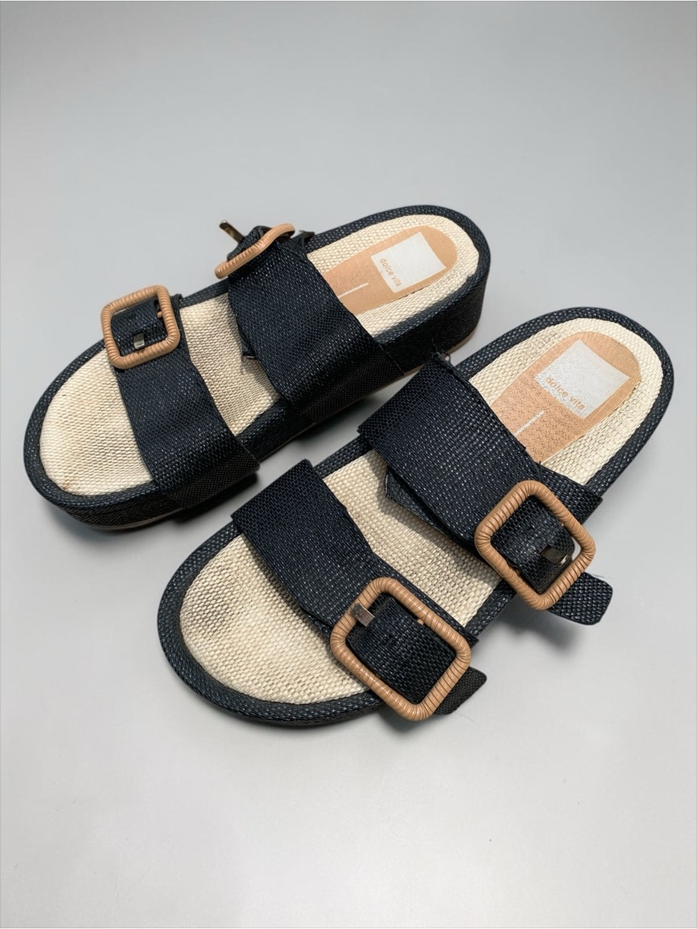 Dolce Vita Black Slide Sandals Platform Heel Size 7